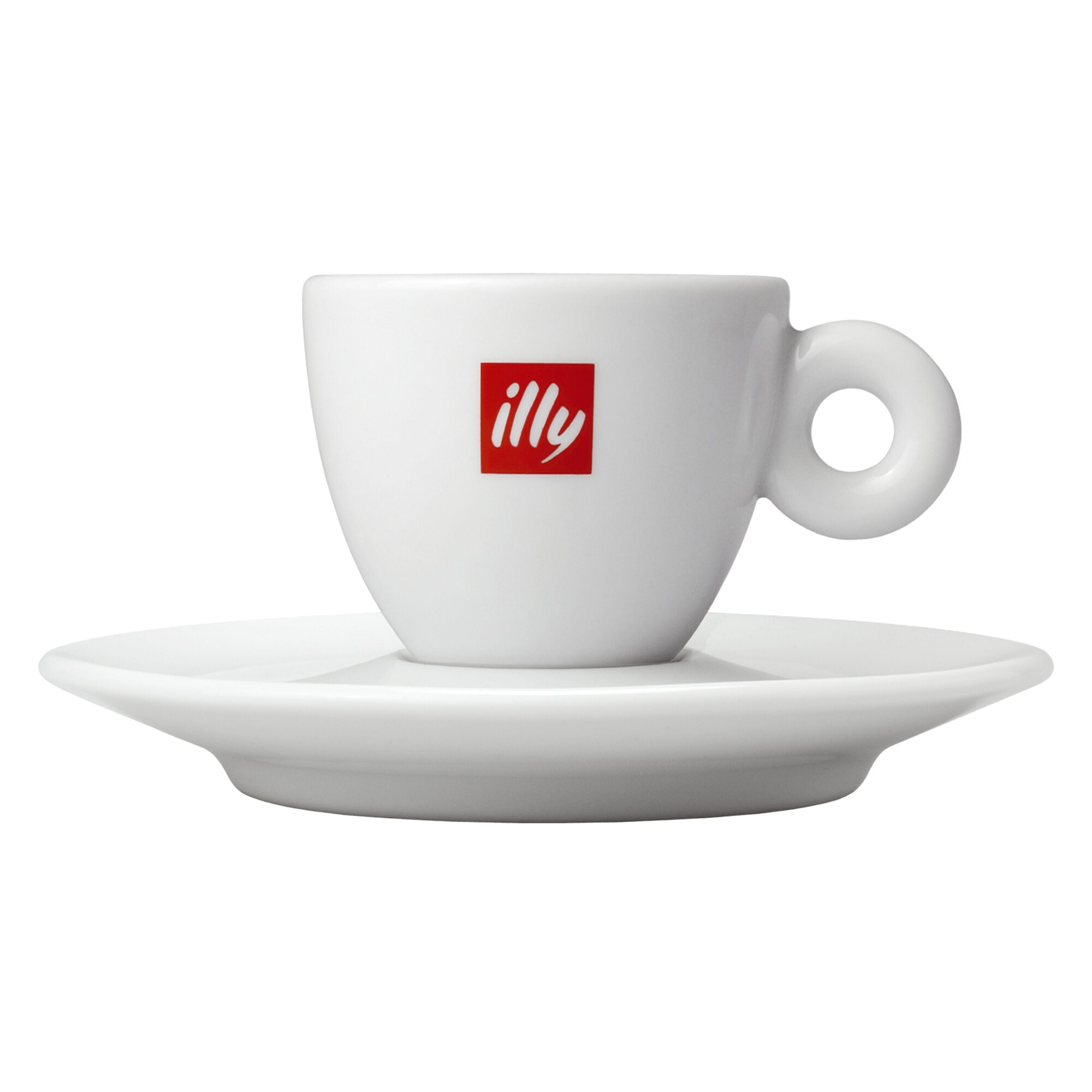 Illy SPAL Portugal Cup & Saucer Illy Espresso Demitasse 2 oz Ceramic White Red Logo 